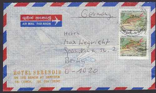 Fisch fish Montain Labeo letter from Sri Lanka to Germany Hotel Serendib nach der DDR East Germanie