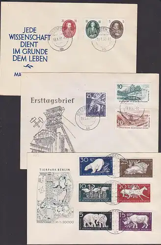 Lot Satzbriefe DDR  553 571 574 Spitzmaulnashorn Elefant Eisbär Wiesent Bergbau Montan Joachim Jungius