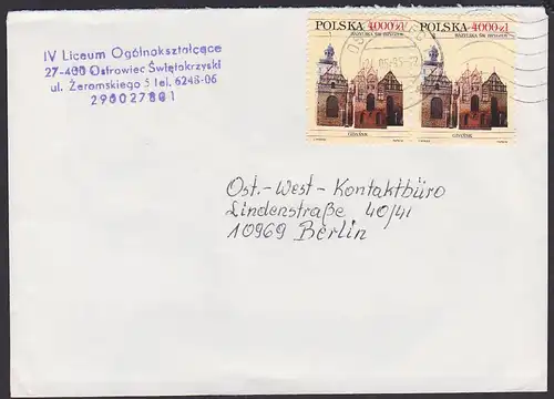 Ostrowiec Auslandsbrief an Ost-West Kontaktbüro in Berlin, Motiv Gdansk Danzig Bazylika Basilika