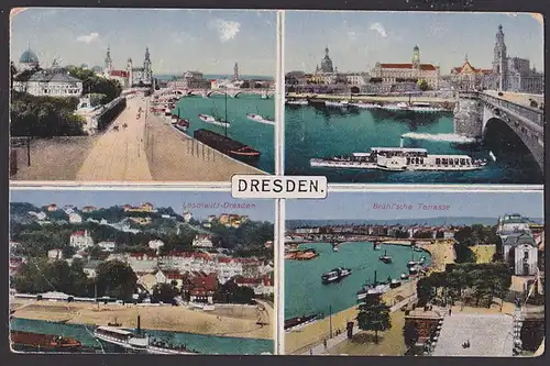 Dresden MWSt. "1. Allgem. Deutscher Reichskrieger-Tag Leipzig 17. - 19. Okt 1925" Brühlsche Terasse Lockwitz Elbdampfer