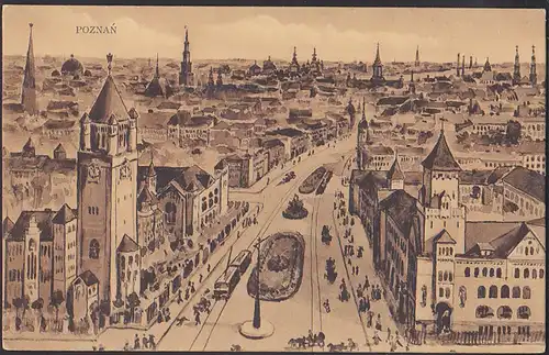 Poznan Posen Künstlerkarte  um 1910 Stadtbild, unbeschrieben