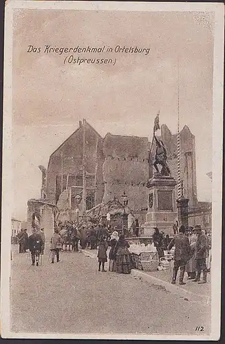 Ortelsburg  Szczytno Wohlfahrts-Postkarte Ostpreußenhilfe  Das Kriegerdenkmal