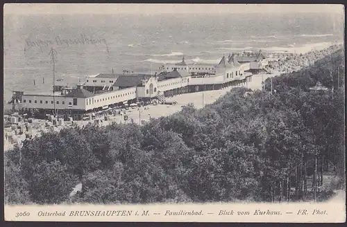 Brunshaupten Kühlungsborn Mecklenburg AK 15.7.1914 Am Strand Familienbad Blick vom Kurhaus Ostseebad