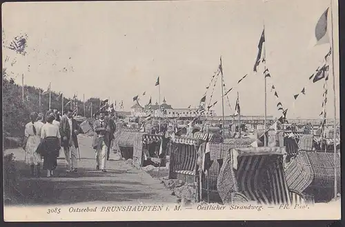 Brunshaupten Kühlungsborn AK 9.8.1915 Oestlicher Strandweg Strandkorb Seebrücke