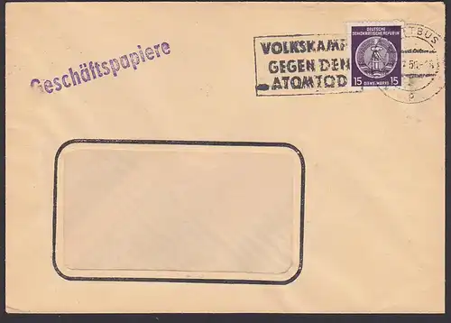 La lutte du peuple contre la mort nucléaire MWSt. "Volkskampf gegen den Atomtod" Cottbus , KONSUM, neuclear