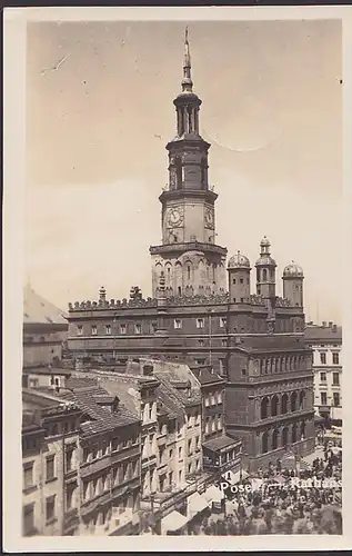 Posen Poznan Polen Photokarte Rathaus Feldpost 1939