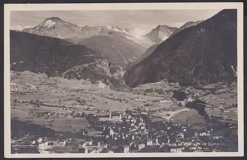 Simplon Brique of vue sur le  1929 Bahnpoststempel, Simplon-Tunnel