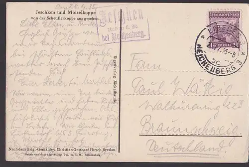 Liberec Reichenberg Ak Künstlerkarte Jeschken und Moiselkuppe 1935