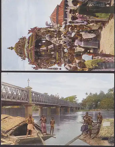 Indien Hindu-Tempelwagen, Victoriabrücke über den Ganges in Columbo, CAK vom Lehrnmittelverlag Hennig Dresden