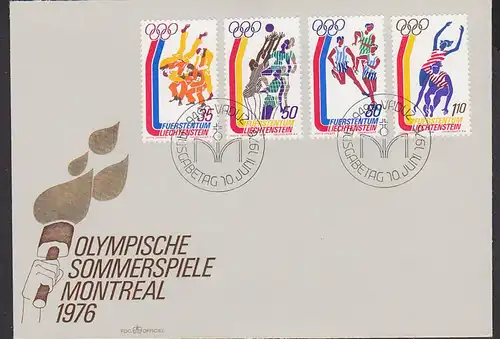 Summer Olympic 1976 Games Lichtenstein  gest. VADUZ FDC