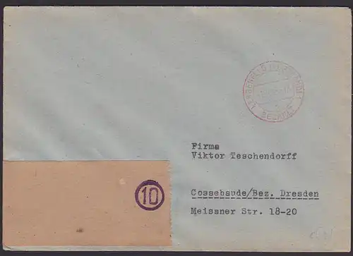 LENGENFELD (VOGTLAND) "bezahlt" -Stempel Barfrankatur 1945