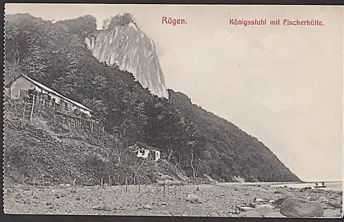 Königsstuhl mit Fischerhütte Rügen  Ak von 1907 unbeschrieben Verlag R. Lederbogen Halberstadt