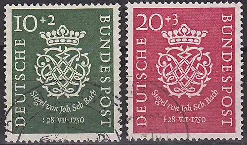 Johann Sebastian Bach 200. Todestag, Bachsiegel Komponist kpl. (MiNr. 121-122 100.- )