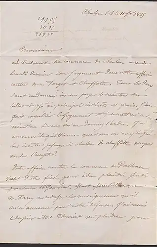 Seurre Botenbrief von 1846, Lettre Messenger de 1846