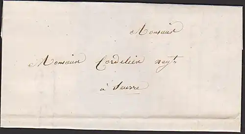 Seurre Botenbrief von 1841 mit Prägung BAT II, Lettre Messenger de 1841 aux MTD en relief II