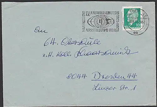 Markkleeberg  "13. Landwirtschaftsausstellung  " 1965 Werbung Ortsbrief  Dresden MWSt.