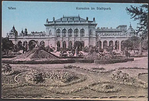 Wien 1915 Feldpost roter Stempel "Von der Armee im Felde" CAK Kursalon im Stadtpark