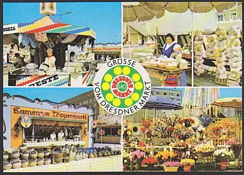 Dresden 1979 Grüsse vom Dresdner HO Markt mit "Kamenzer Töpfermarkt", Stoffreste