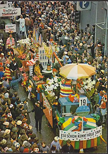CAK Köln Kölner Karneval  Rosenmontagsumzug 1969, "esu schön künnt kölle sinn" Rollkur kölsche aat