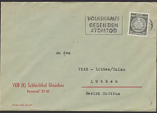 nuclear MWSt. "Volkskampf gegen Atomtod" Glauchau no war Schachthof Glauchau