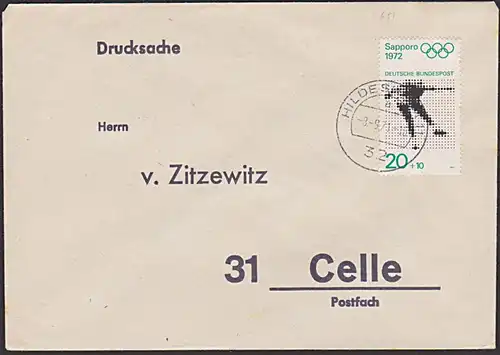 Olympische Spiele 1972 Sapporro 20+10 Pf Eiskunstlauf Hildesheim (MiNr. 681)