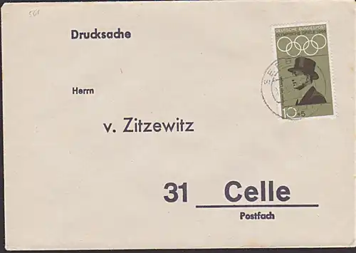 Olympische Sommerspiele 1968 Mexiko 10+5 Pf Turnierreiter C. Friedrich von Langen