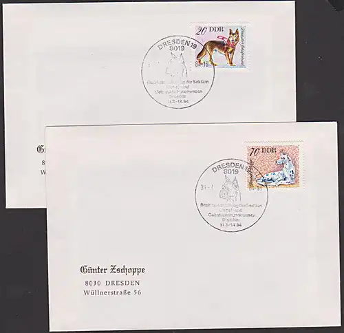 Germany  20 u. 70 Pf Rassehunde Deutscher Schäferhund Deutsche Dogge SSt. Dresden