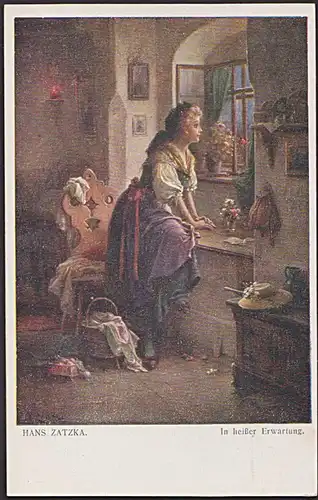 CAK H. Zatzka Künstlerkarte Nr. 634 "In heißer Erwartung." Galerie Wiener Künstler unbeschrieben new