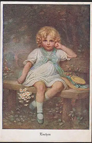 CAK M. Munk  Wien Künstlerkarte "Evchen" Nr. 1183 -geschützt- unbeschrieben unwritten Mädchen auf einer Bank
