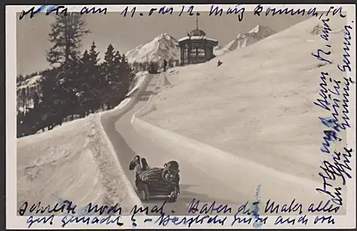 St. Moritz Gresta Run Start Rodelbahn Bob Photokarte 1935