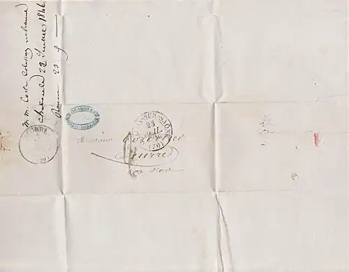 DIJON-Sur-Saone Dision vorphil. Brief von 1846 nach Seurre Jossinet &amp; Gaudelet Bordereau