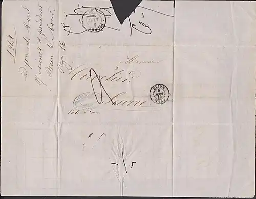 DIJON  Dision vorphil. Brief von 1848 nach Surre Jossinet &amp; Gaudelet Bordereau
