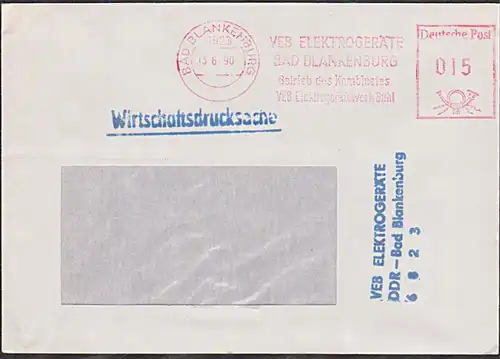 BAD BLANKENBURG noch VEB  kurz vor Währungsunion 1990 Elektrogeräte 13.6.90