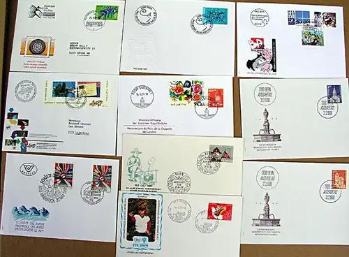 Lot 10 Briefe HELVETIA SCHWEIZ meist FDC; Dauermarken Für den Sport Pfadfinderbund