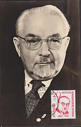 DDR MC Maxkarte 1957 Otto Nuschke Stellvertretender Ministerpräsident CDU