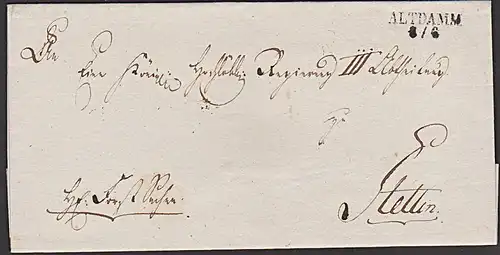 AD ALTDAMM DÄ…bie Westpommern nach Stettin Szczecin Vorphilatelie Beleg mit Siegel ohne Inhalt