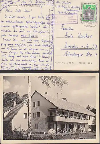 Dolgenbrodt (Kreis königs Wusterhausen) PSSt. auf Ak vom FDGB-Erholungsheim 1962