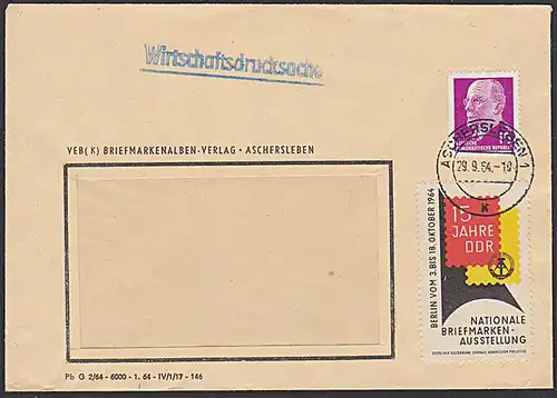 Vignette "15 Jahre DDR Berlin ..." von Ausstellung auf WDrs. DDR  von VEB(K) Briefmarkenalben-Verlag - Aschersleben