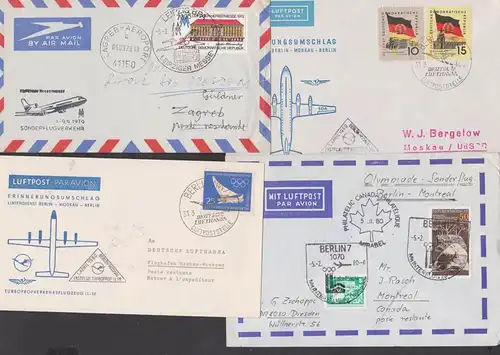 par avion Lot Luftpostbriefe aus Leipzig von der Messe Olympia-Sonderflug Montreal Turboprob IL18 Moskau