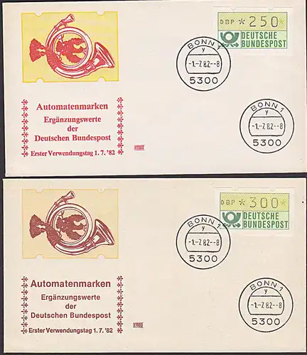 BRD Automatenmarken FDC 1.7.82 mit 250 und 300 Pf.