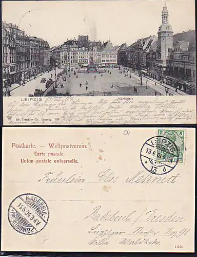 Leipzig Thomasring  und Marktplatz  um 1904, 2 Karten