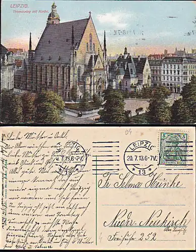 Leipzig Thomasring mit Kirche Gewandhaus Gesamtansicht LOt von 3  CAK  um 1913