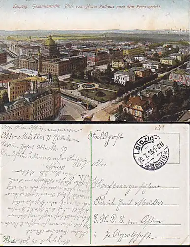 Leipzig Thomasring mit Kirche Gewandhaus Gesamtansicht LOt von 3  CAK  um 1913