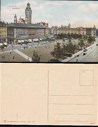 Leipzig  Mendebrunnnen als Soldaten-Postkarte von 1905 (portofrei) und Paulinerkirche und Königsplatz 2 Karten