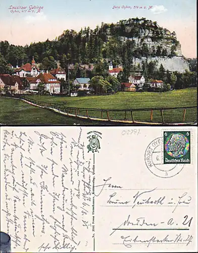 Oybin Oberlausitz 2 CAK Hochwald vom Bergringweg Ritterburg Oybin Gaststättenstempel 1918