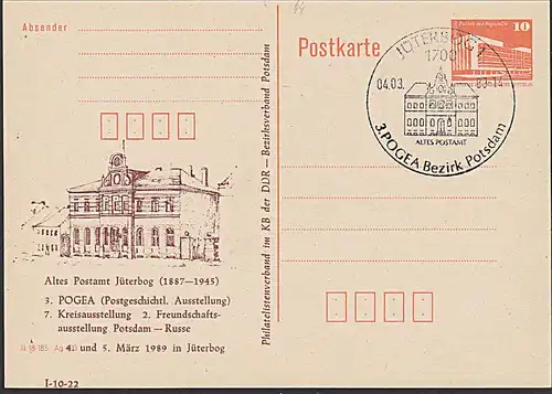 Jüterbog Altes Postgebäude auf C-GA der DDR 1989 mit SoSt. Postamt