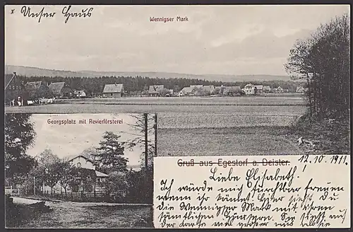 Egestorf am Deister Bahnpost HANNOVER - WETZELN - HASTE ZUG 558 Ak 1911 Georgsplatz Revierförsterei Wenigser Mark