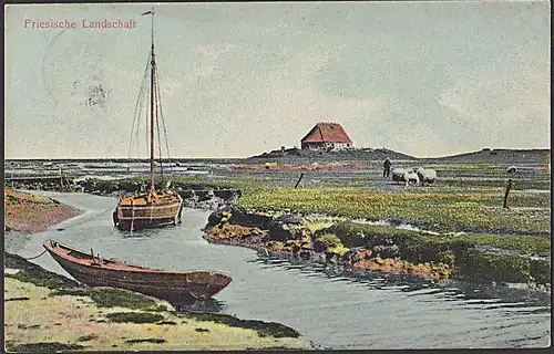 Bahnpost HAMBURG - TONDERN ZUG 1011 1912 auf CAK Friesische Landschaft