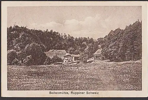 Boltenmühle Ruppiner Schweiz Ak 1924 mit Einkreis-Poststempel GÜHLEN-GLIENICKE