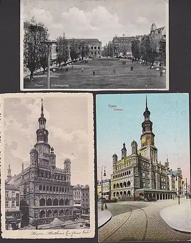 Posen Poznan Rathaus je als Feldpost 1915, Wilhelmsplatz Gauhauptstadt des Warthelandes Feldpost 1940